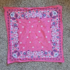 Floral Pink Cotton Square Bandana